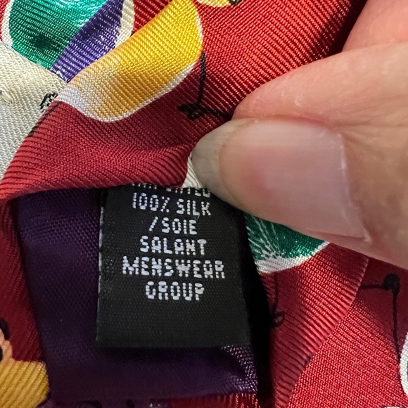 Save The Children Necktie Fingerprints Every Child Is Different Red Silk Tie - Picture 7 of 8